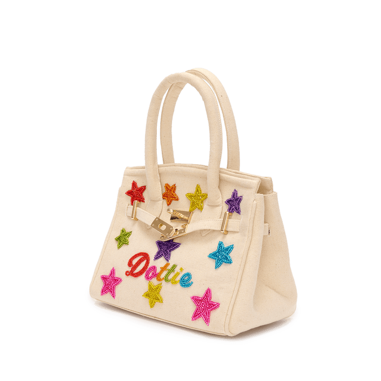 Mabel Canvas Tote with Beaded Name & Stars_