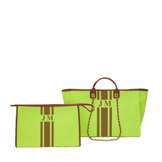 Neon Green Tote and Ultimate Cosmetic Duo_