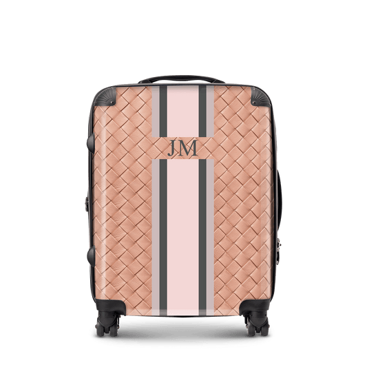 Pink Woven Effect Hardshell Luggage_bags