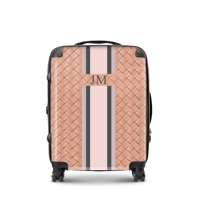 Pink Woven Effect Hardshell Luggage_bags