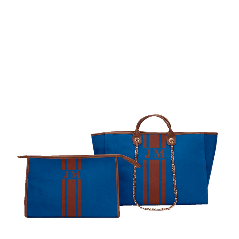 Poolside Blue Tote and Ultimate Cosmetic Duo_