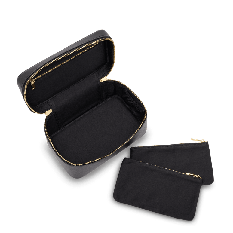 PREORDER L&B Leather Travel Vanity Case - Black_bags