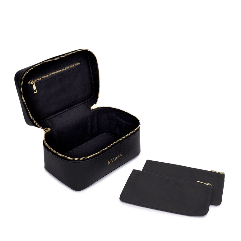 PREORDER L&B Leather Travel Vanity Case - Black - MAMA_bags