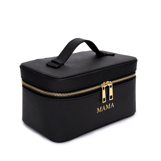 PREORDER L&B Leather Travel Vanity Case - Black - MAMA_bags