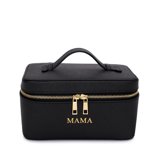 PREORDER L&B Leather Travel Vanity Case - Black - MAMA_bags