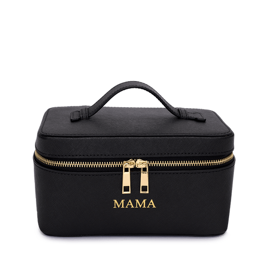 PREORDER L&B Leather Travel Vanity Case - Black - MAMA_bags