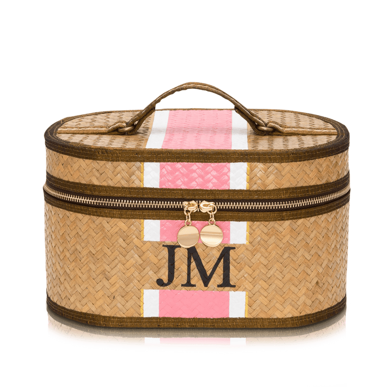 Straw Vanity Case - Pink & White_bags