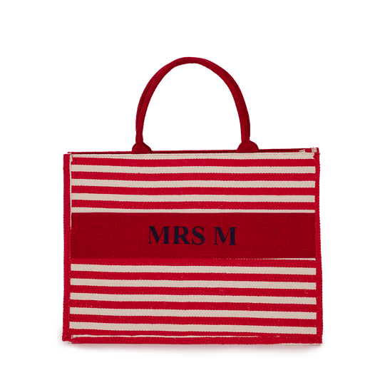 Stripy Canvas Tote - Red_