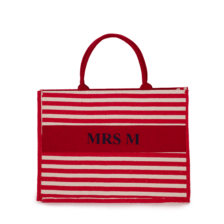 Stripy Canvas Tote - Red_