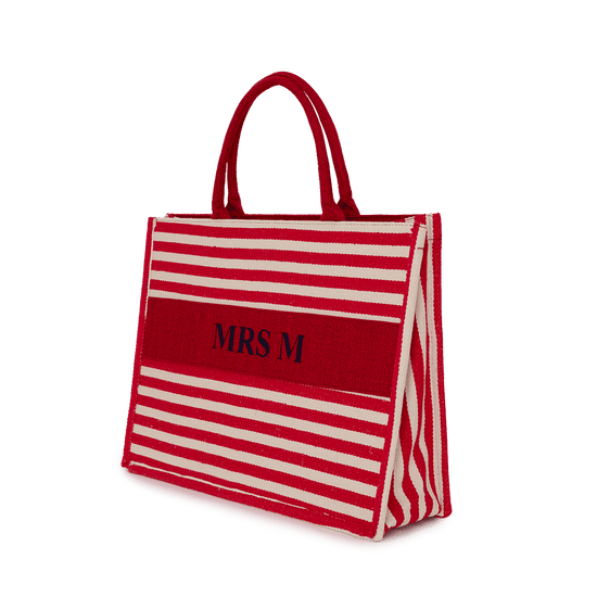 Stripy Canvas Tote - Red_