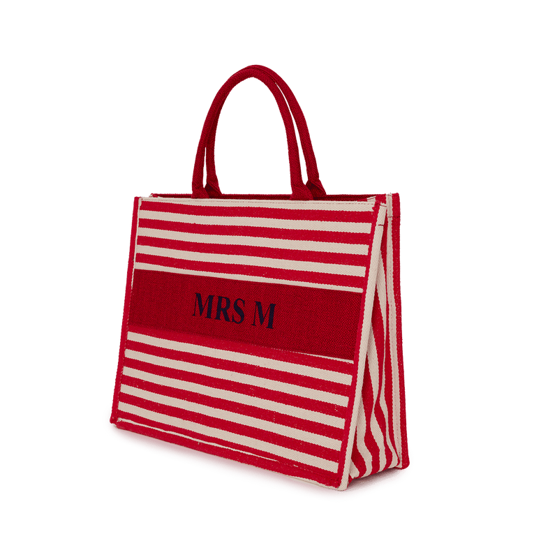 Stripy Canvas Tote - Red_