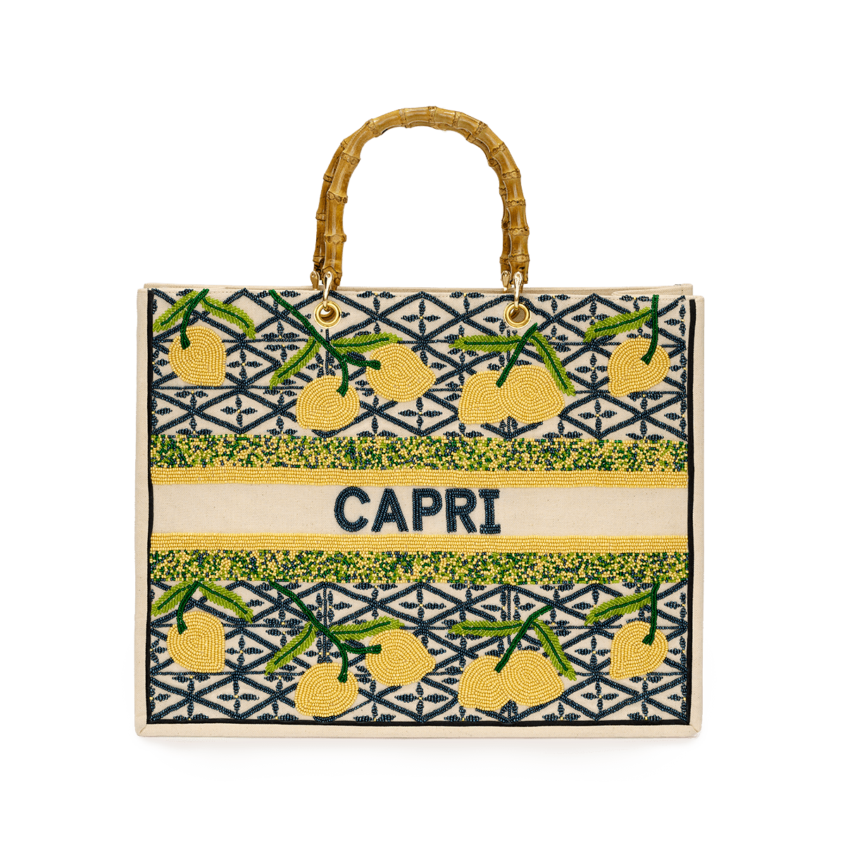 The Juliana Beaded Tote - Capri_