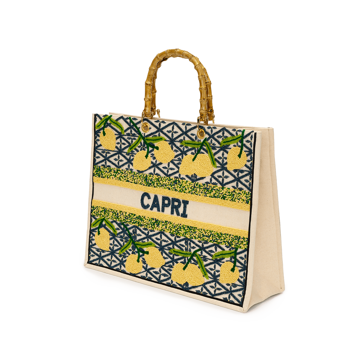 The Juliana Beaded Tote - Capri_