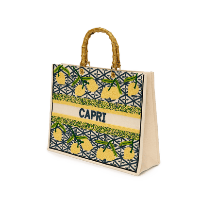 The Juliana Beaded Tote - Capri_