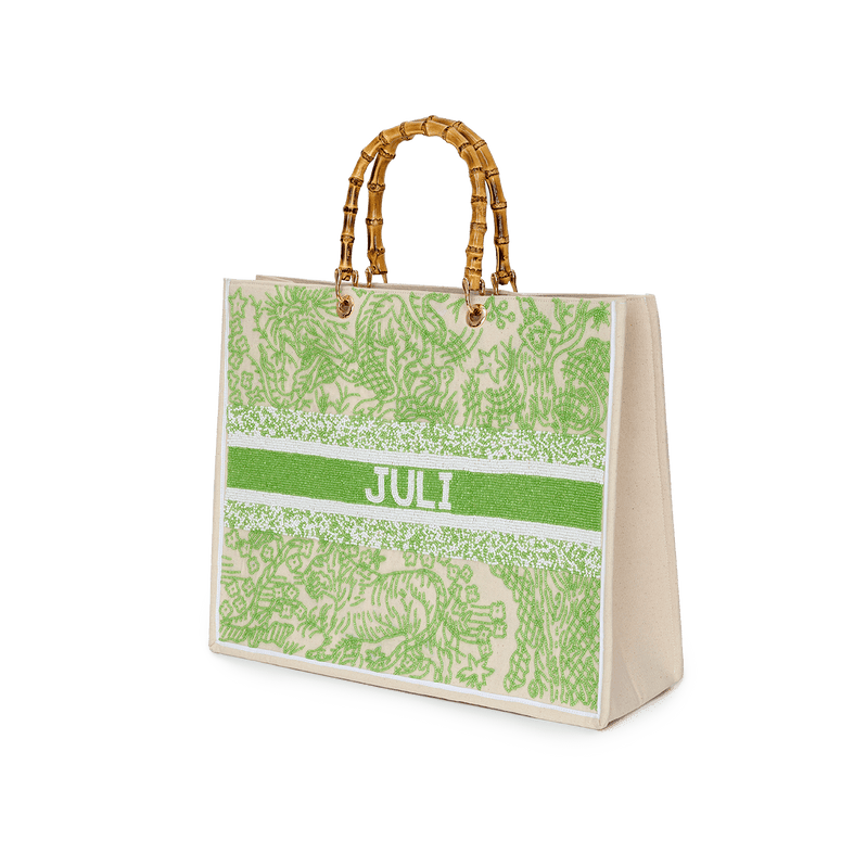 The Juliana Lime Jungle Beaded Tote_bags