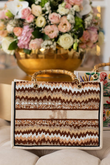 The Juliana Mocha Beaded Tote_bags