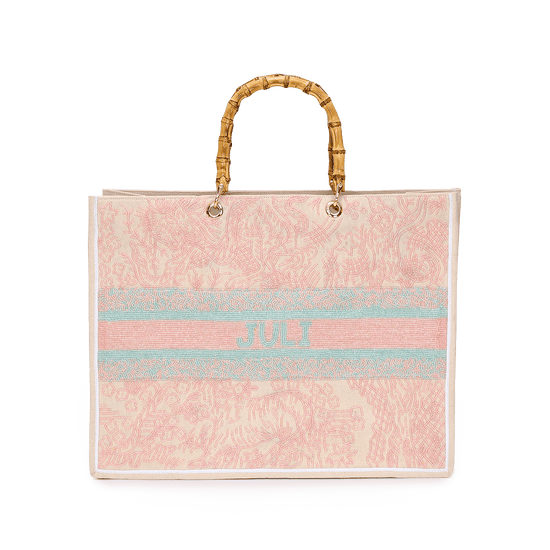 The Juliana Pastel Pink and Green Beaded Tote_bags