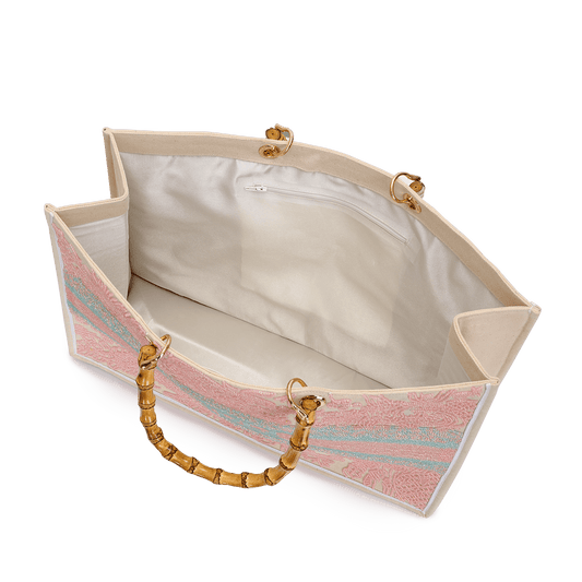 The Juliana Pastel Pink and Green Beaded Tote_bags