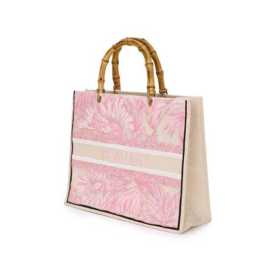 The Juliana Tropical Pink Beaded Tote_bags