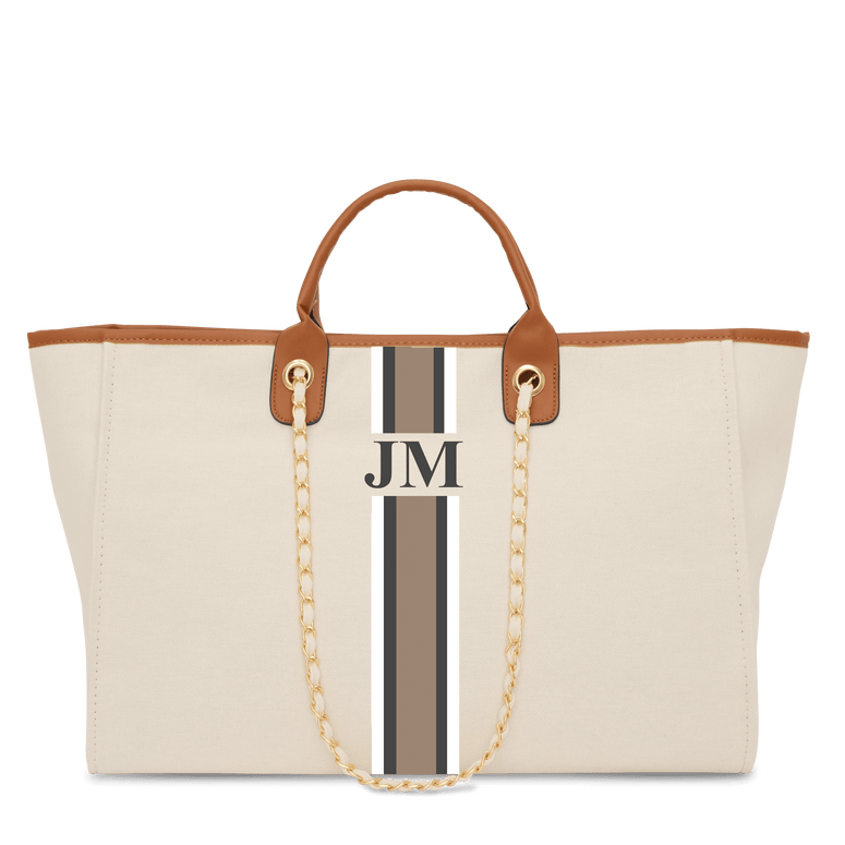 The Lily Canvas - Cream with Light Tan Handles - Design Your Own_bags