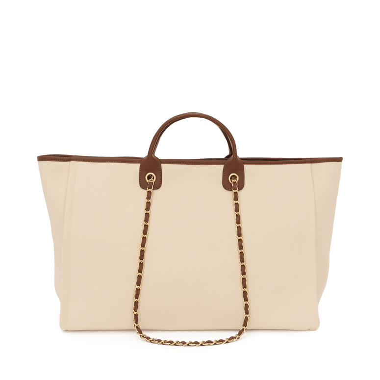 The Lily Canvas Jumbo - Cream with Dark Tan Handles - Design Your Own_bags