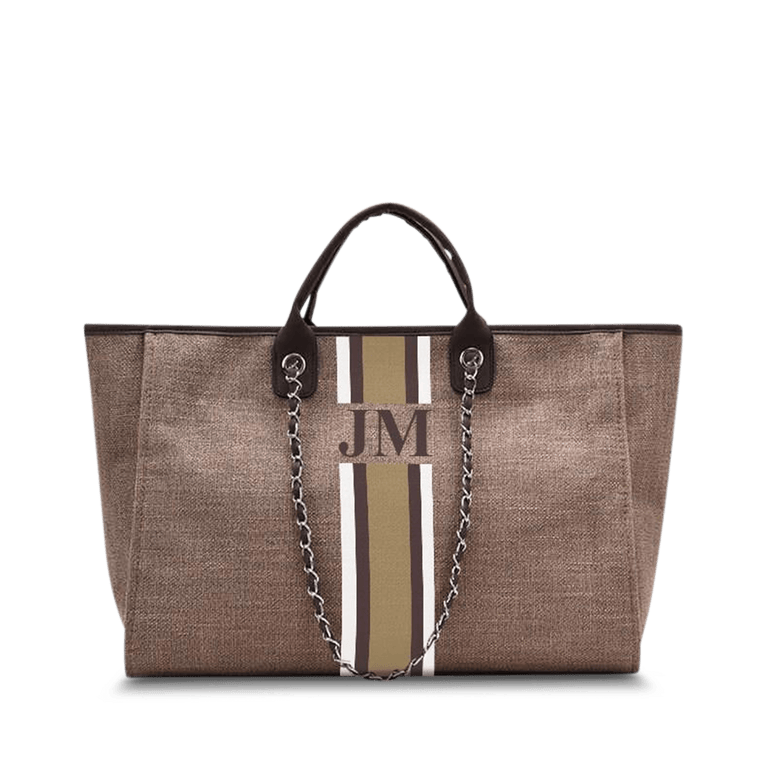 The Lily Canvas Jumbo - Mocha with White, Brown and Beige_bags