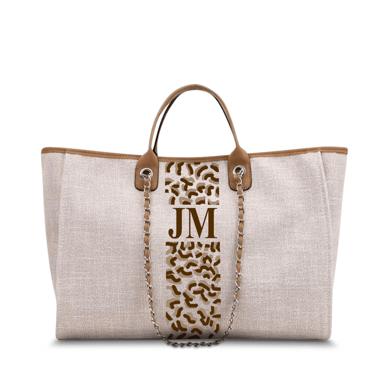 The Lily Canvas Jumbo - Soft Fawn - Leopard Pattern_bags