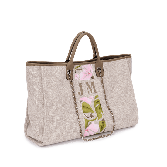 The Lily Canvas Jumbo - Soft Fawn - Rainforest_bags