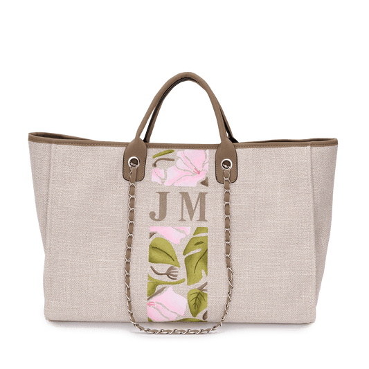 The Lily Canvas Jumbo - Soft Fawn - Rainforest_bags