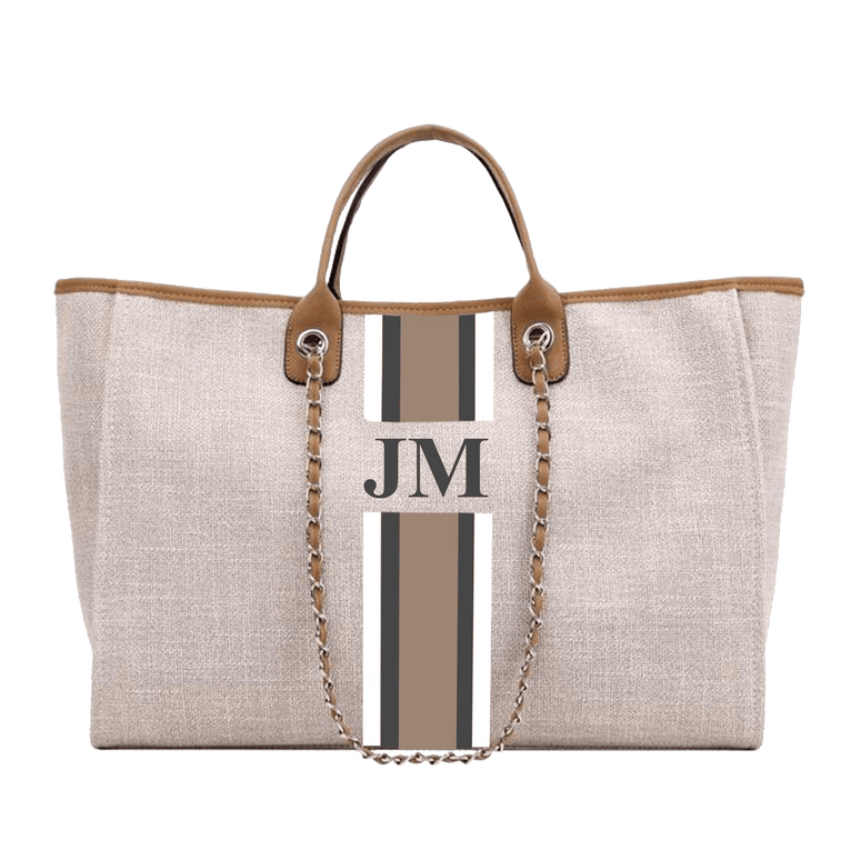 The Lily Canvas Jumbo - Soft Fawn with White, Grey & Beige_bags