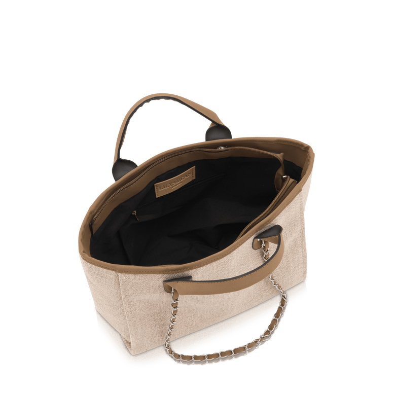 The Lily Canvas Jumbo - Soft Fawn with White, Grey & Beige_bags