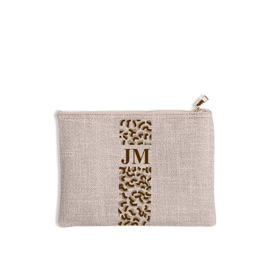 The Lily Canvas Makeup Bag - Soft Fawn - Leopard Pattern_bags