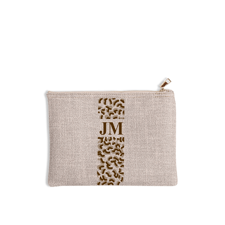 The Lily Canvas Makeup Bag - Soft Fawn - Leopard Pattern_bags