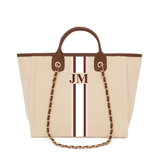 The Lily Canvas Medium - Cream with Dark Brown Handles - Design Your Own_bags