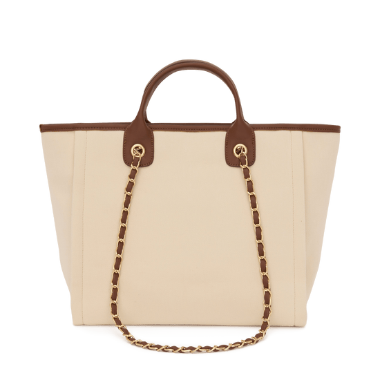 The Lily Canvas Medium - Cream with Dark Brown Handles - Design Your Own_bags