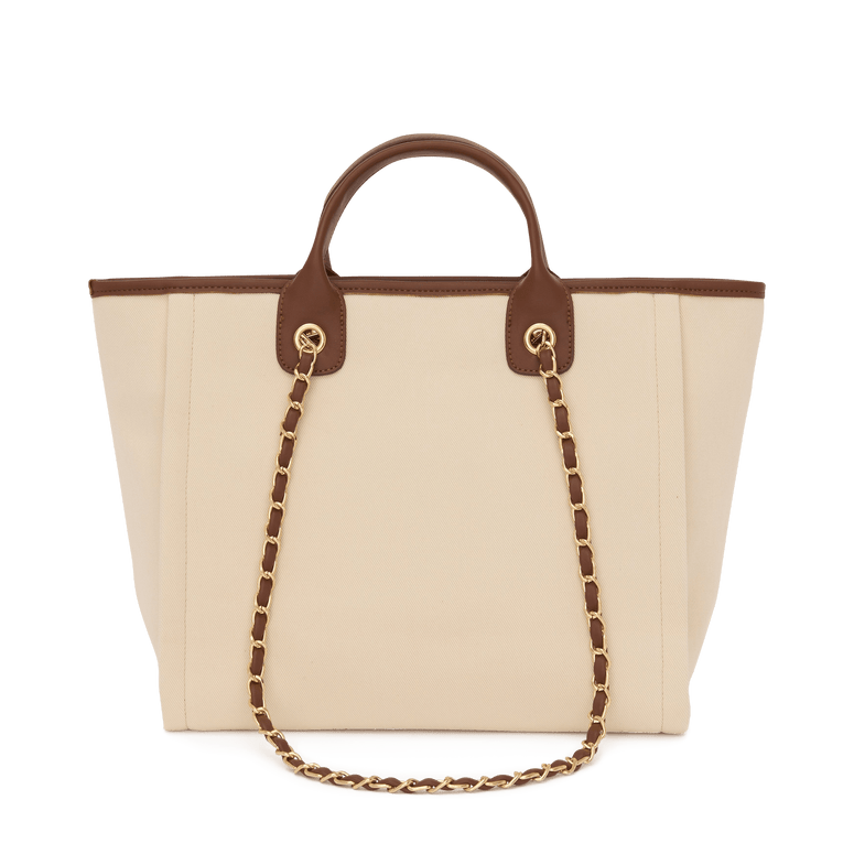 The Lily Canvas Medium - Cream with Dark Brown Handles - Design Your Own_bags