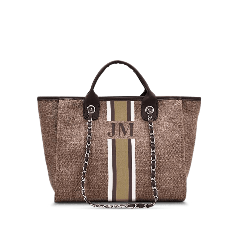 The Lily Canvas Medium - Mocha with White, Brown and Beige_bags