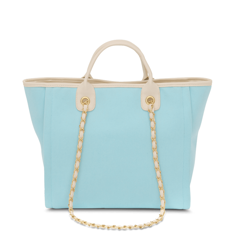 The Lily Canvas Medium - Sky Blue with Off White Handles - Design Your Own_bags