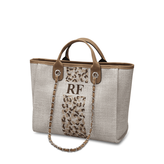 The Lily Canvas Medium - Soft Fawn - Leopard Pattern_bags