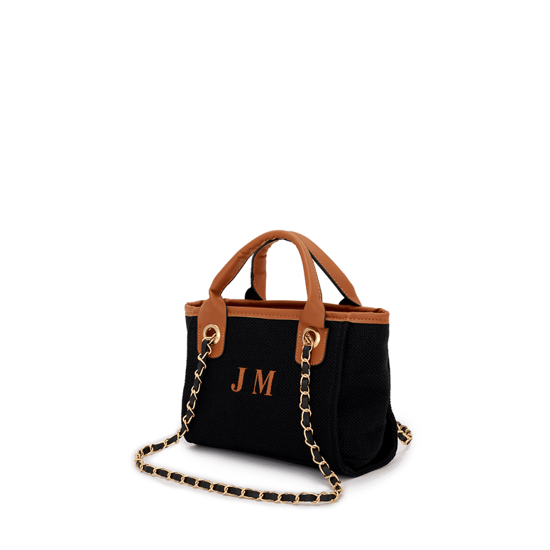 The Lily Canvas Mini - Black and Tan - Initials Only_bags