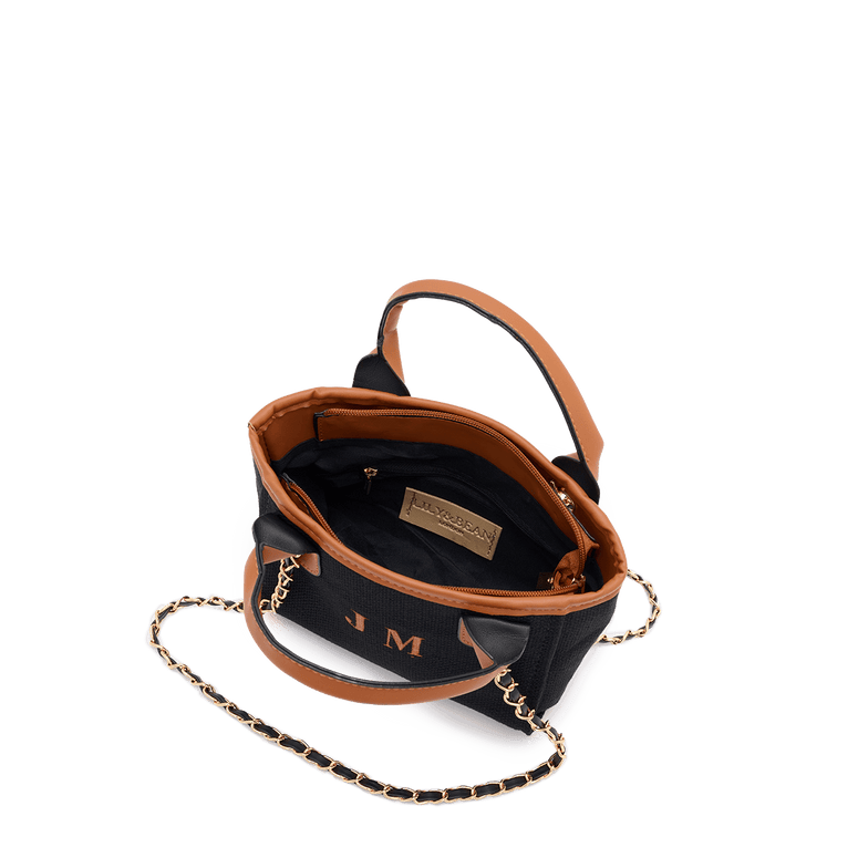 The Lily Canvas Mini - Black and Tan - Initials Only_bags