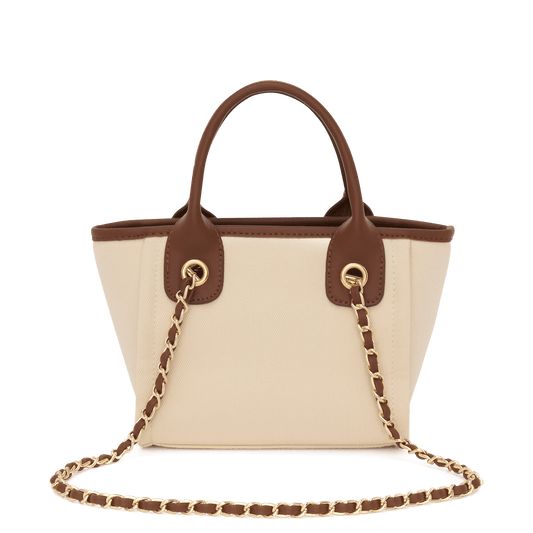 The Lily Canvas Mini - Cream with Dark Brown Handles - Design Your Own_bags