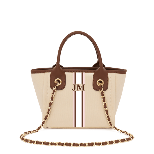 The Lily Canvas Mini - Cream with Dark Brown Handles - Design Your Own_bags