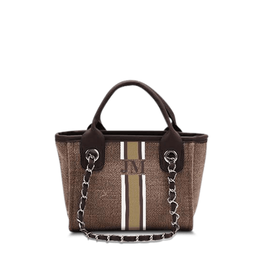 The Lily Canvas Mini - Mocha with White, Brown and Beige_bags