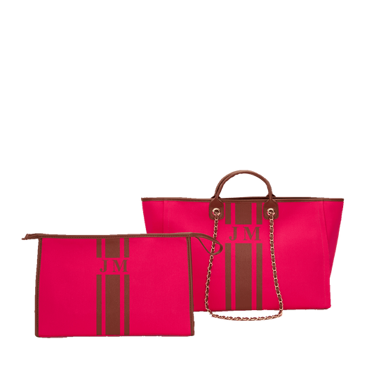 The Lily Fiery Neon Pink Tote and Ultimate Cosmetic Duo_