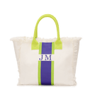 The Lily Fringe Tote - Cream & Lime_