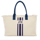 The Lily Fringe Tote - Cream & Navy_