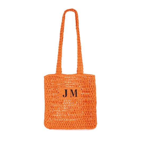 The Lily Lattice Straw Shopper - Orange_bags