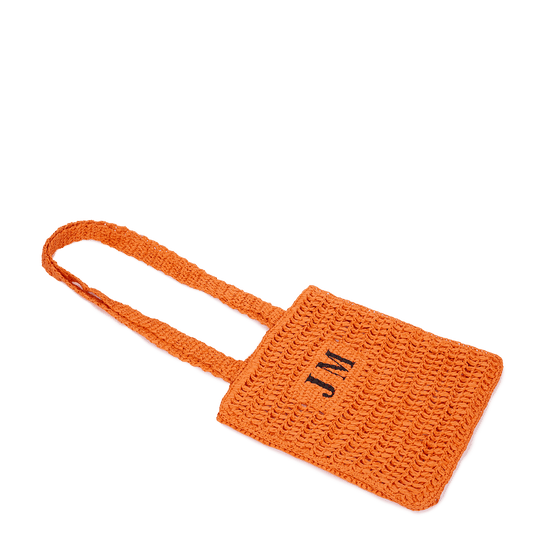 The Lily Lattice Straw Shopper - Orange_bags