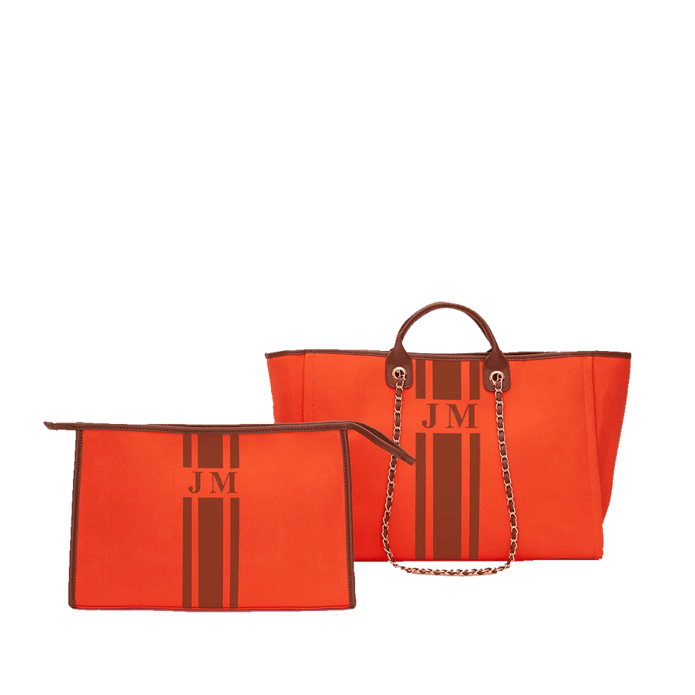 Tote and Ultimate Cosmetic Duo - Burnt Orange_